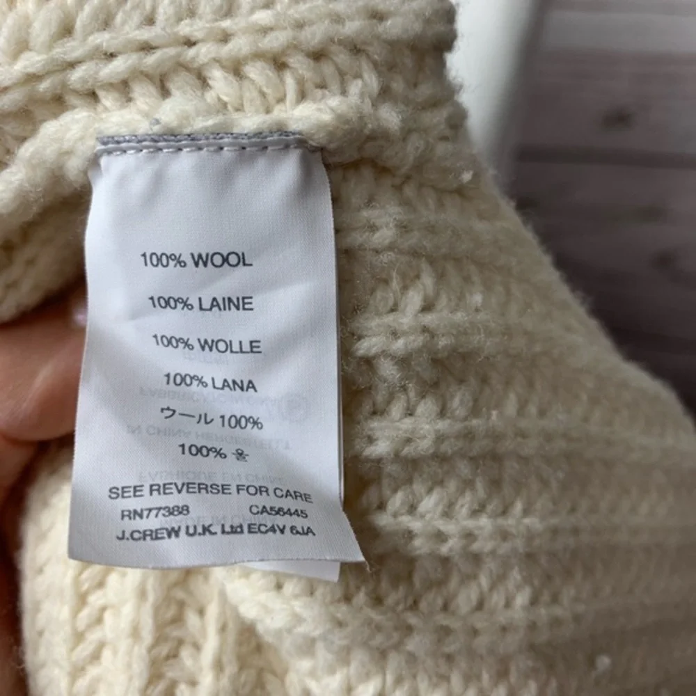 J.Crew Lambs Wool Cream Pointelle Crewneck Sweater
